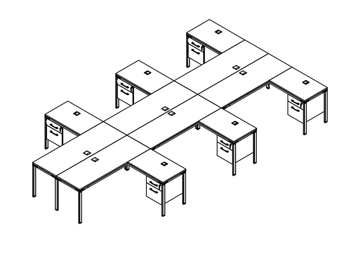 SGSD023LR - Simple System 6 Person 'L' Desk Benching Workstations (large returns)