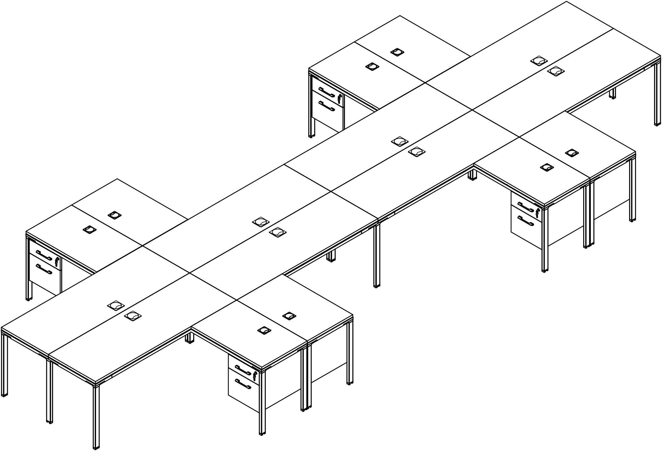 SGSD028LR Simple System 8 Person Facing 'L' Desks Benching Workstations (large returns)