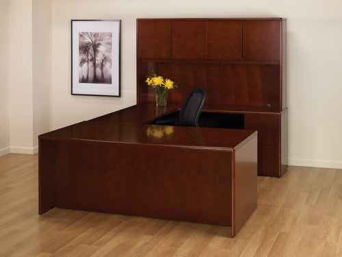SONTYP12 - OSP Sonoma Bow Front U Shape Desk w/ Storage Hutch