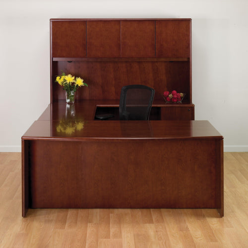 SONTYP12 - OSP Sonoma Bow Front U Shape Desk w/ Storage Hutch