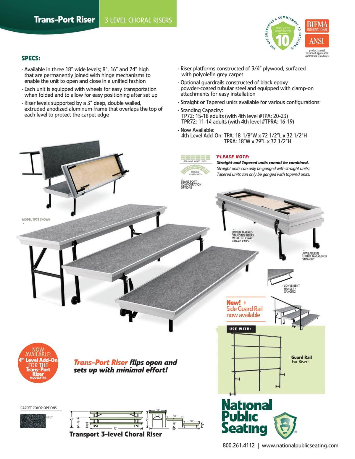 Transportation Risers TP72 - Three Level Transport Riser by NPS | Stages & Risers