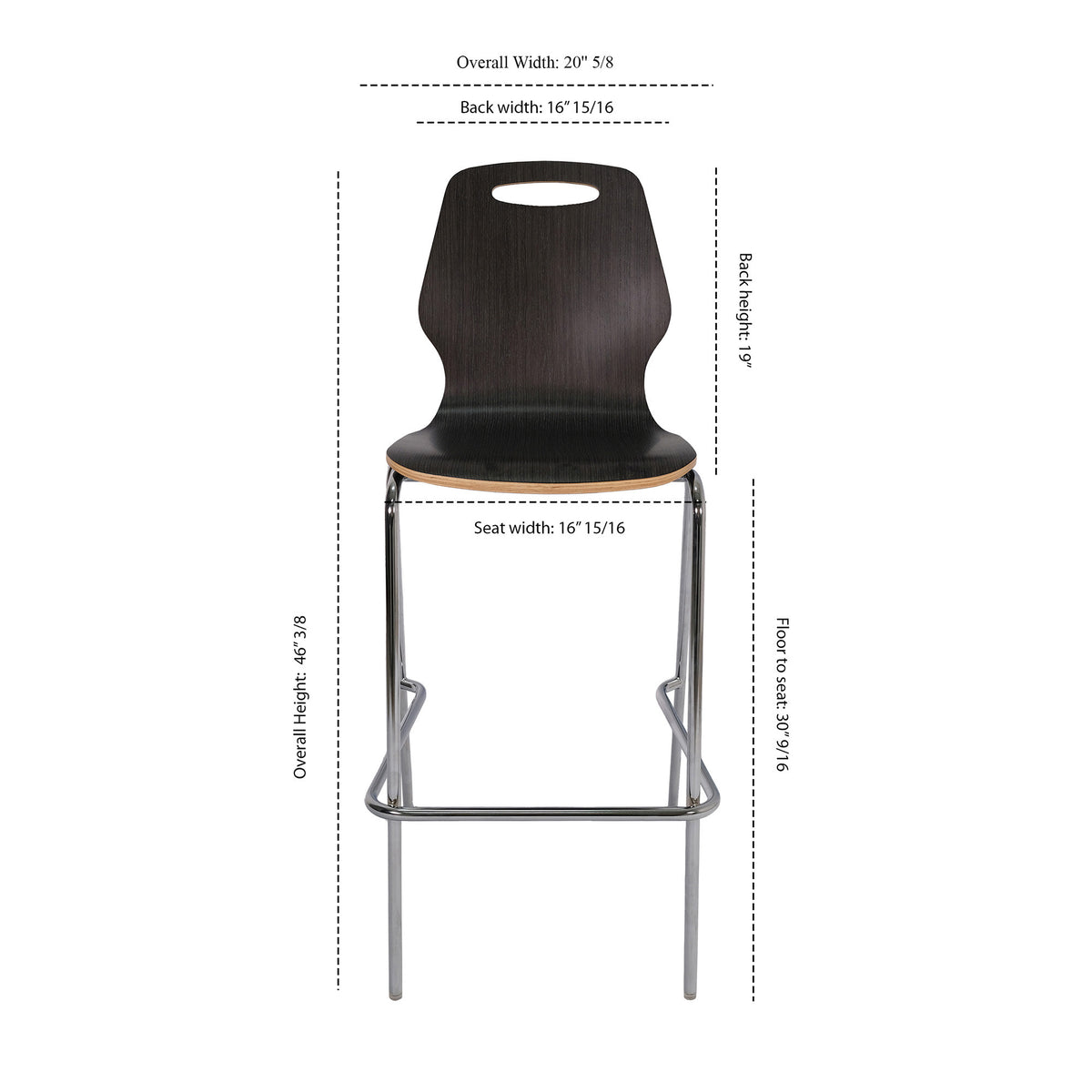 OSST7004 - OfficeSource Shay Hourglass Bentwood Bar Height Café Stool - Set of 2