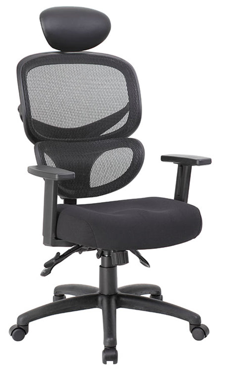 B6338-HR - Multi-Function Mesh Back w/Headrest Office Chair by Boss