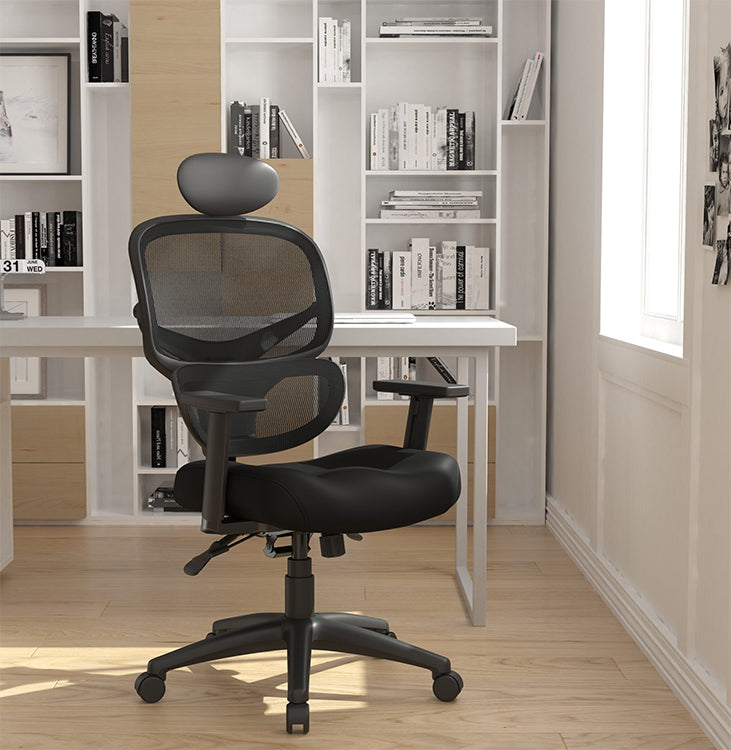 B6338-HR - Multi-Function Mesh Back w/Headrest Office Chair by Boss