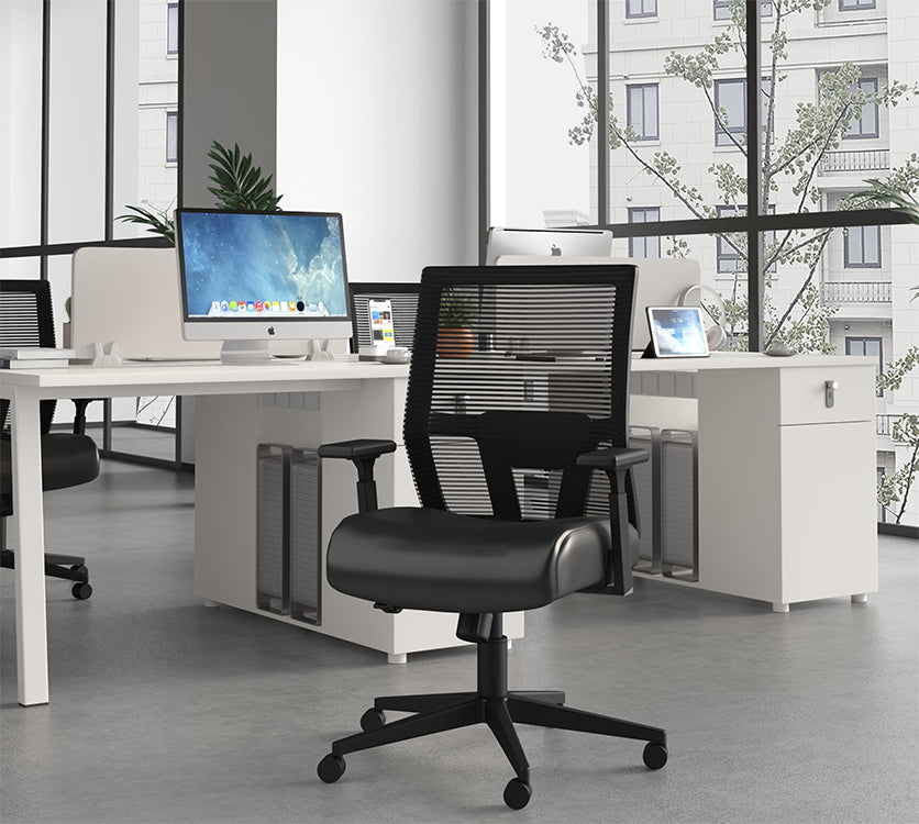 B6044AM - Mesh Back, Antimicrobial Vinyl Seat Managerial Chair by Boss