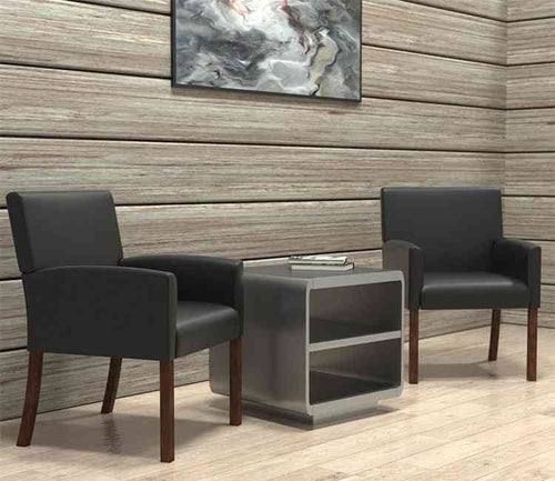 B629M - Box Arm Lounge Chair Mahogany Legs by Boss
