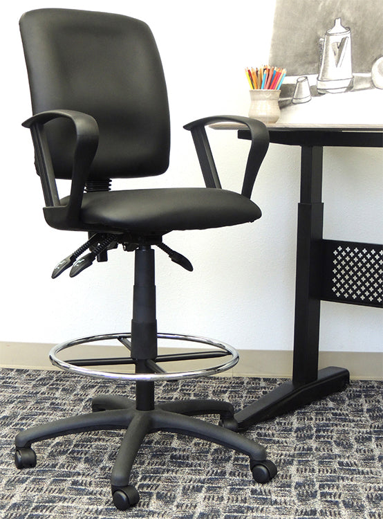 B1647 LeatherPlus Multi-Function Drafting Stool with Loop Arms by Boss – view 5