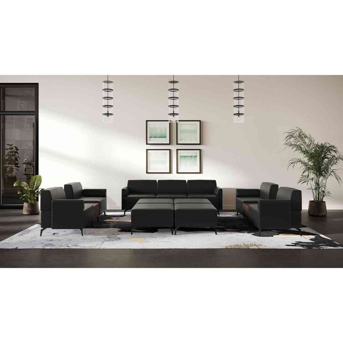 OfficeSource Saxon 4-Seat Modular Lounge Reception Bench