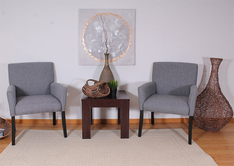 B659 - Box Arm Lounge, Guest or Dining Chair, Fabric w/Black Wood Legs by Boss