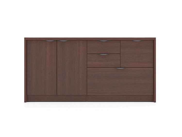 Candex 3-in-1 storage credenza with a central double-door cabinet,2 drawers, and 2 file drawers