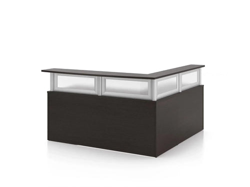 CA238RG - Deluxe Series L Shape Reception Desk w/ Frosted Glass Privacy Panel by Candex
