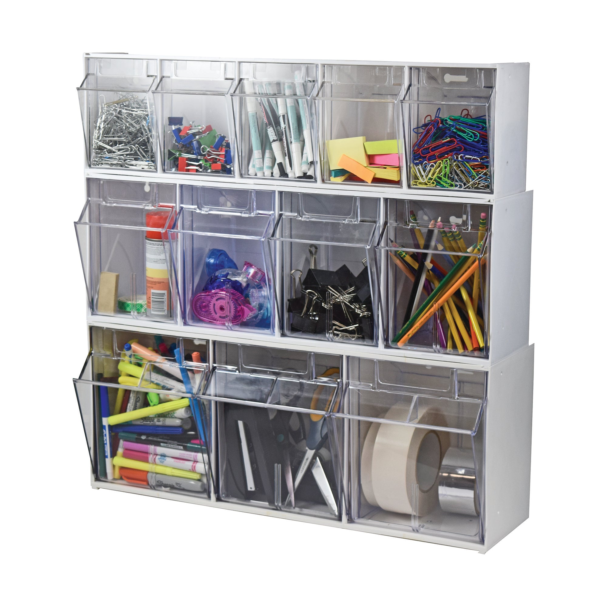 Tilt Bin Interlocking Multi-Bin Storage Organizer