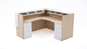 Inside View of Corp Design Potenza L-Shaped Reception Desk with Glowing LED Transactional Overlay