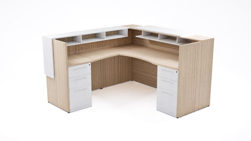 P-REC-S3-N Corp Design Potenza L-Shaped Reception Desk with LED Transactional Overlay