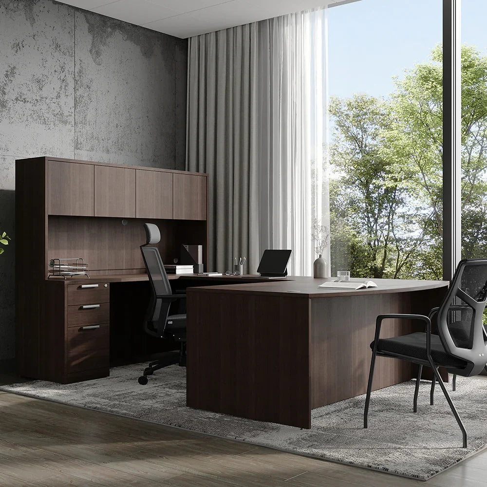 OSTYP264 - OS Laminate Bow Front U Shaped Desk w/ Hutch by Office Source