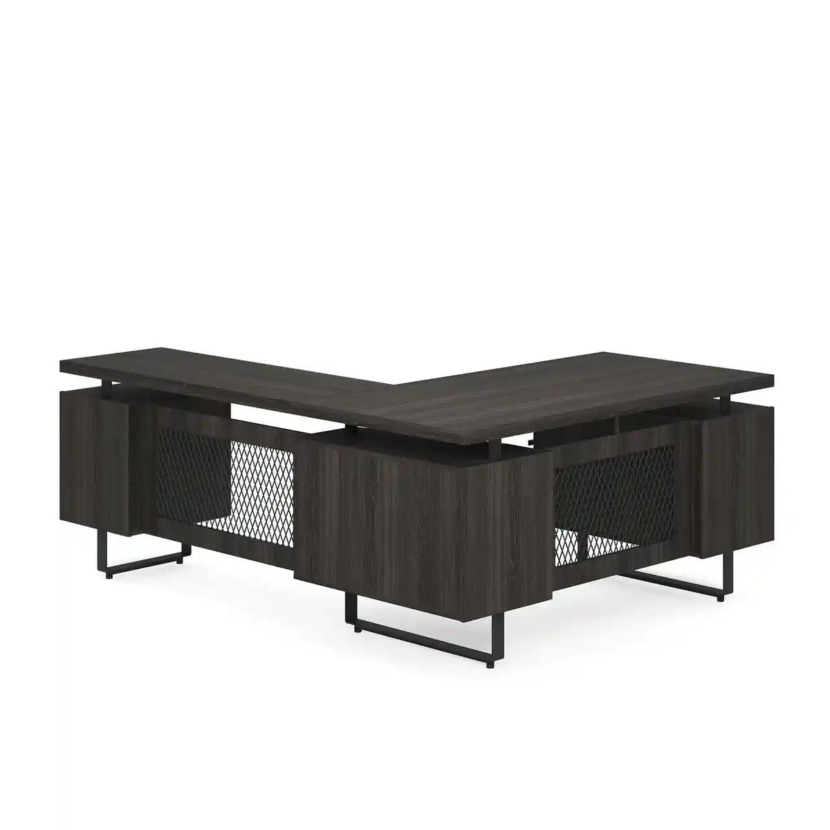 EV6030LGG - OfficeSource Palisades 'L' Shape Double Pedestal Desk w/ Reversible Return - 60"W