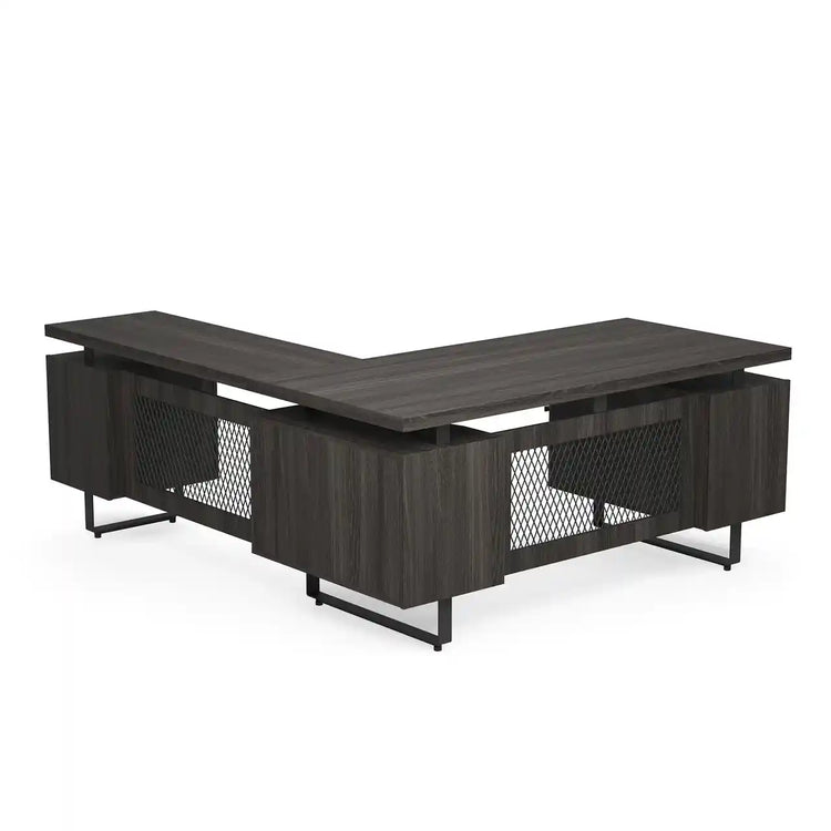 EV6630LGG - OfficeSource Palisades L Shape Double Pedestal Desk w/ Reversible Return