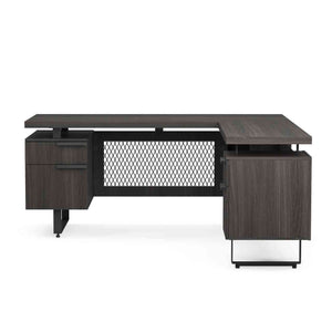EV6630LGG - OfficeSource Palisades L Shape Double Pedestal Desk w/ Reversible Return