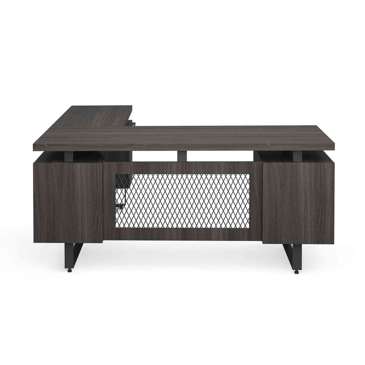 EV6630LGG - OfficeSource Palisades L Shape Double Pedestal Desk w/ Reversible Return