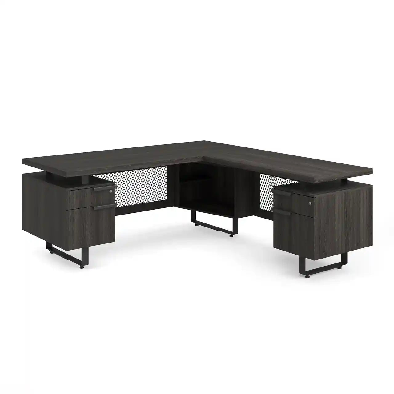 EV7230LGG - OfficeSource Palisades 'L' Shape Double Pedestal Desk
