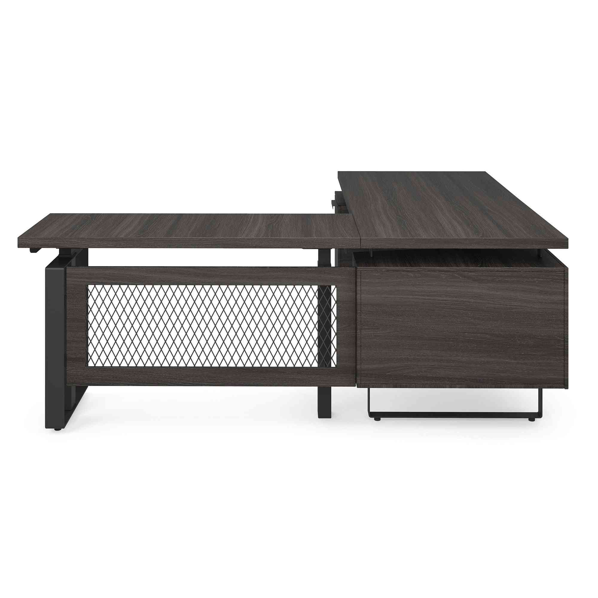 EVH300GG - OfficeSource Palisades Industrial L-Shaped Height Adjustable Desk w/ Single Pedestal