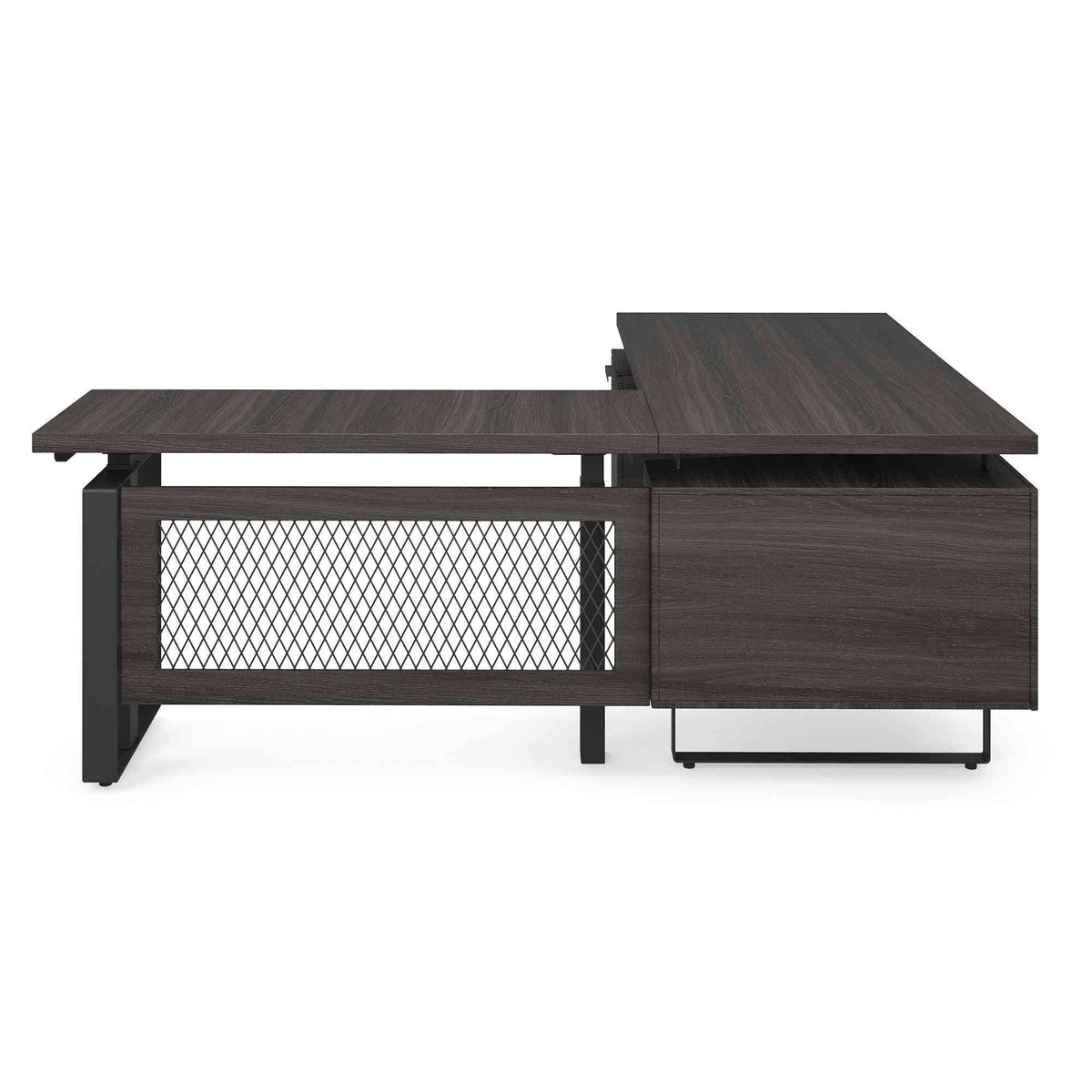 EVH300GG - OfficeSource Palisades Industrial L-Shaped Height Adjustable Desk w/ Single Pedestal