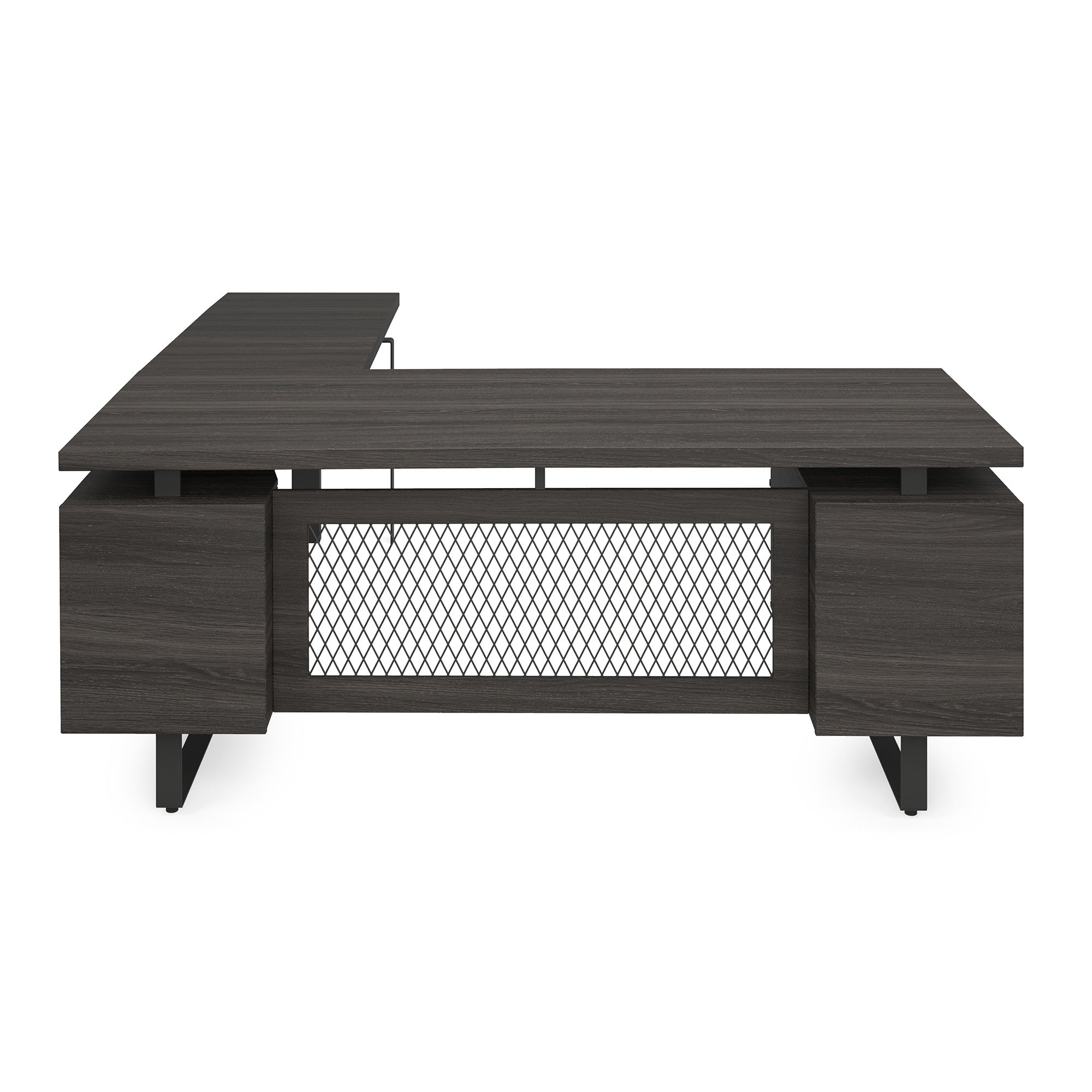 EVH300GG - OfficeSource Palisades Industrial L-Shaped Height Adjustable Desk w/ Single Pedestal