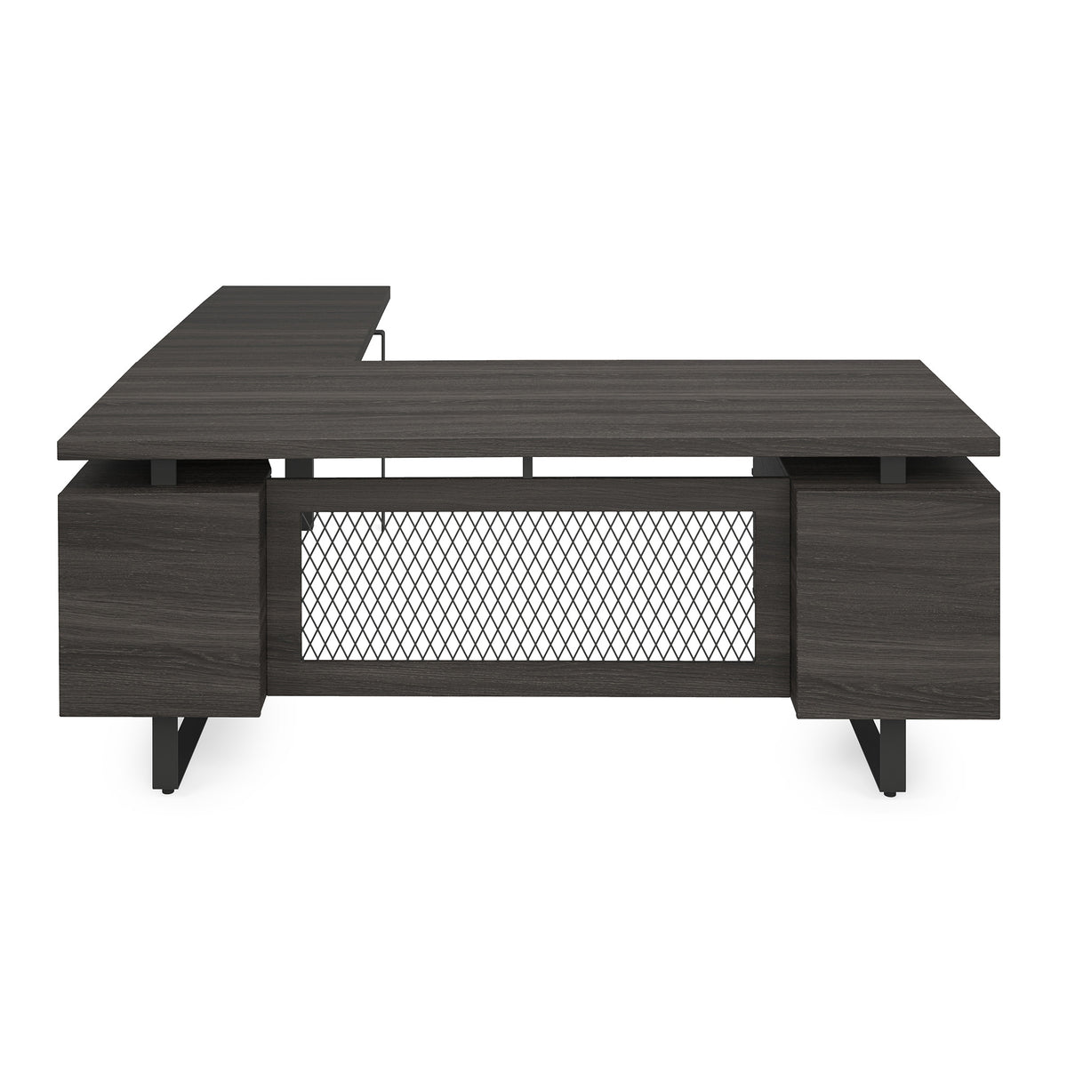 EVH300GG - OfficeSource Palisades Industrial L-Shaped Height Adjustable Desk w/ Single Pedestal
