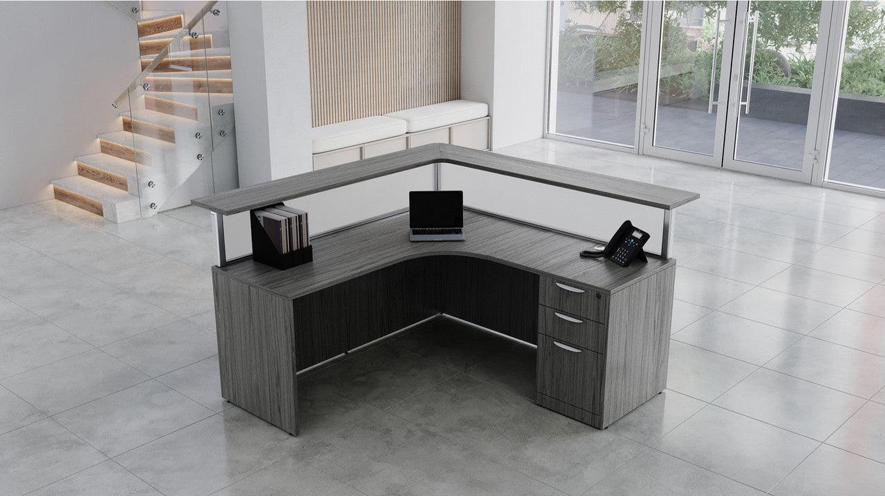 OS36 - OS Laminate L Shaped Reception Desk w/ Acrylic Privacy Panel by Office Source