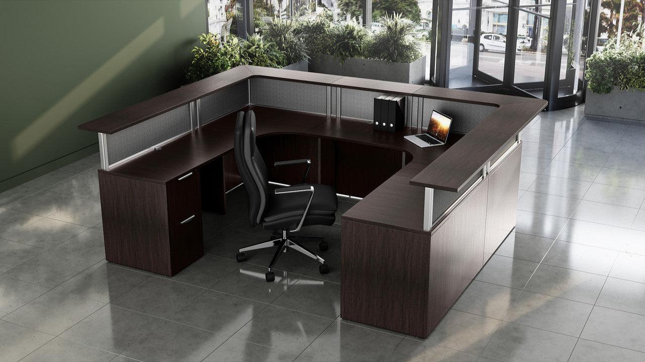 OSB25 - OS Laminate U Shaped Reception Station w/ Fabric Privacy Panels by Office Source