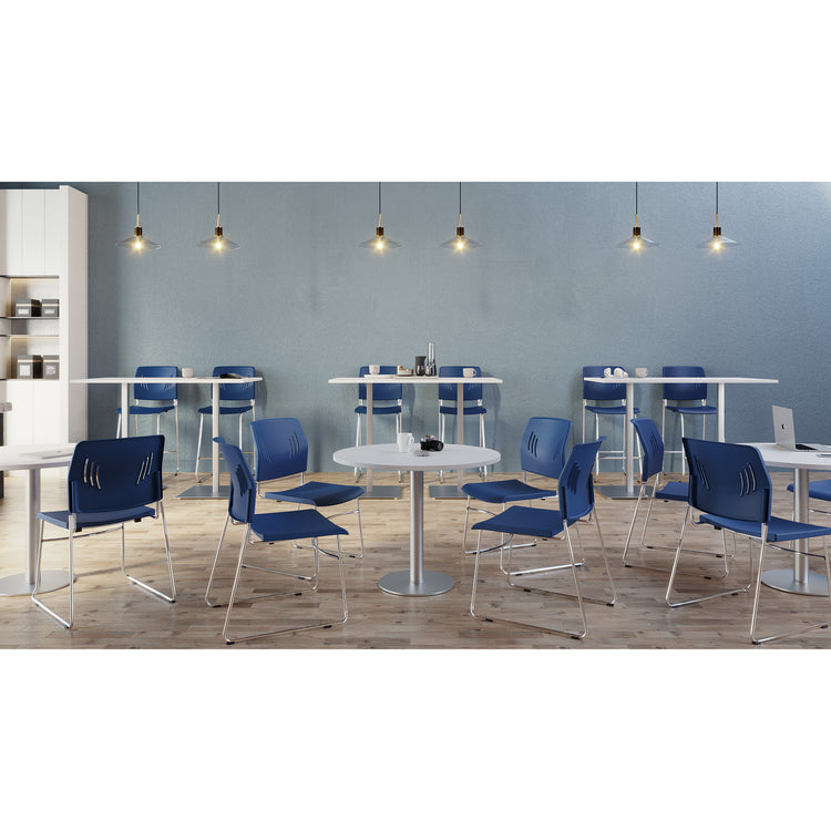 OSST7013 - OfficeSource Rise Stool Polyurethane Stool w/ Footrest & Chrome Base
