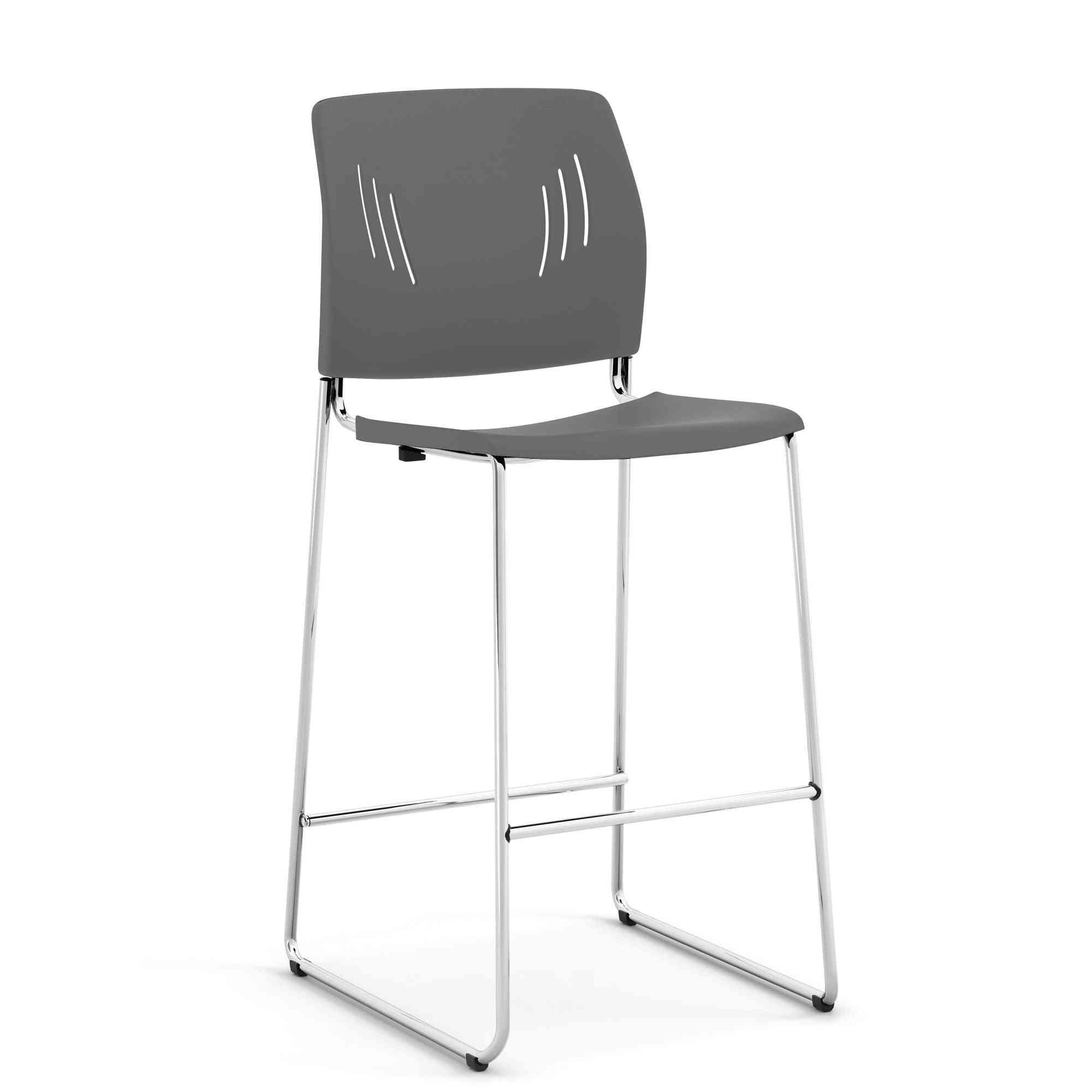 OSST7013 - OfficeSource Rise Stool Polyurethane Stool w/ Footrest & Chrome Base