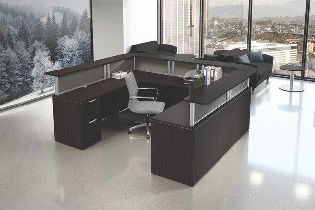 OSB25 - OS Laminate U Shaped Reception Station w/ Fabric Privacy Panels by Office Source