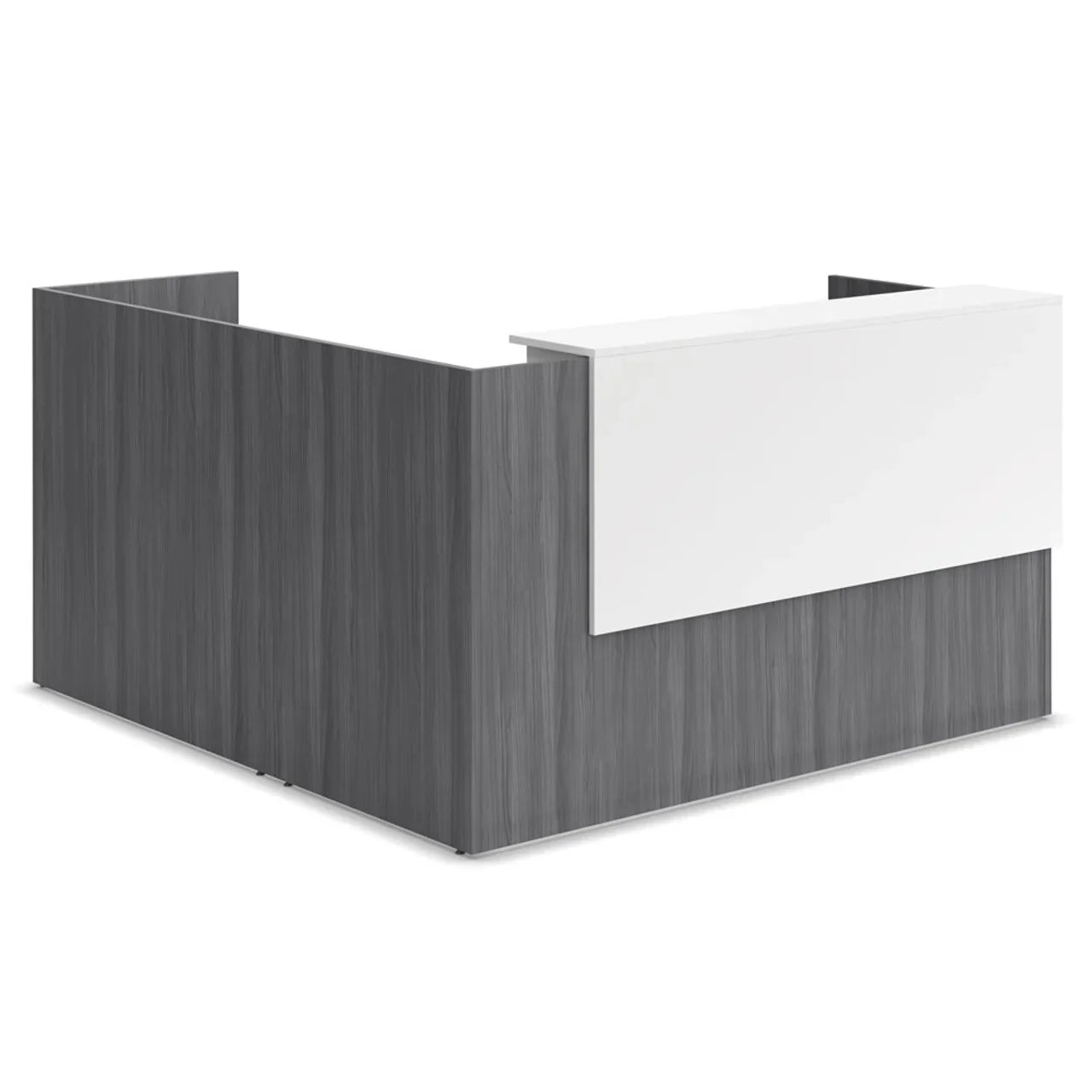 OS169DELTT - OS Laminate Modern L Shaped Reception Desk w/ White Overlay Panel by Office Source