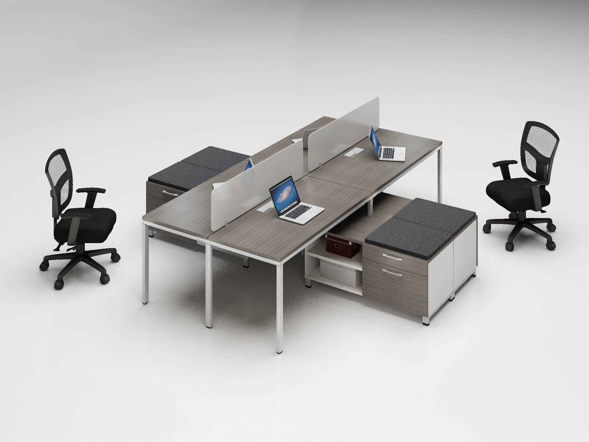 SGSD017 - Simple System 4 Person Benching Workstations w/ Storage Returns