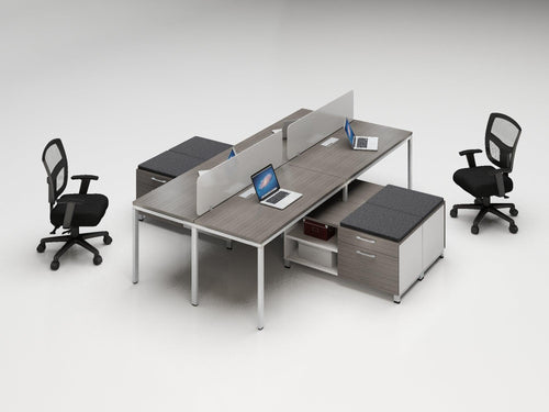 SGSD017 - Simple System 4 Person Facing Benching Workstations w/ Storage Returns