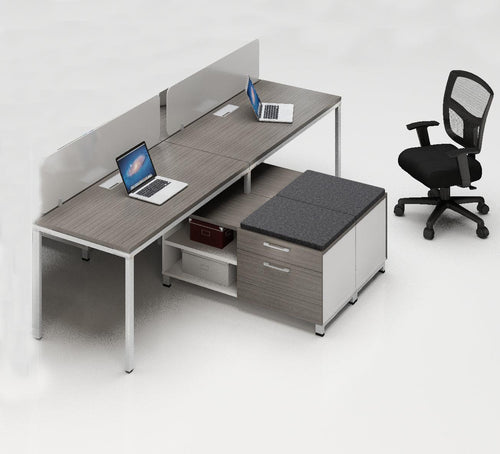 SGSD007 - Simple System 2 Person Benching Workstations w/ Storage Returns