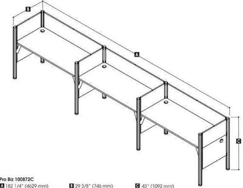 100872C - Pro-Biz Triple Workstation by Bestar