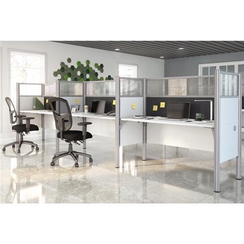 100872D - Pro-Biz Triple Workstation W/Acrylic Glass Panel by Bestar