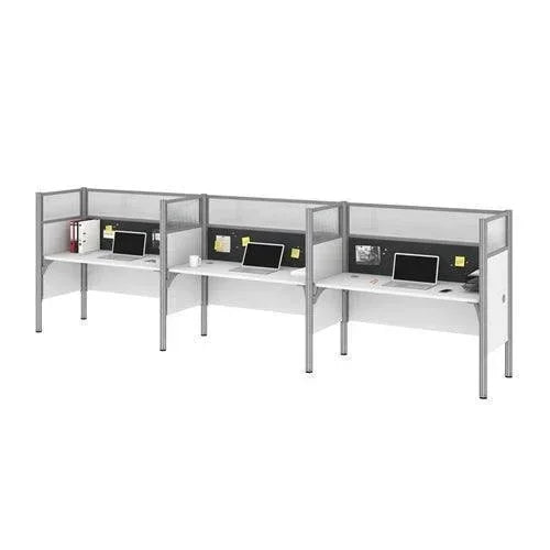 100872D - Pro-Biz Triple Workstation W/Acrylic Glass Panel by Bestar