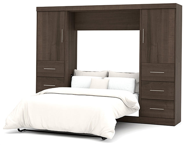 25894 Nebula Collection 109" Full Wall Bed & Storage Combo, 6 Drawers