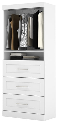 Bestar Pur 25 Storage Unit with 3-Drawer set-White