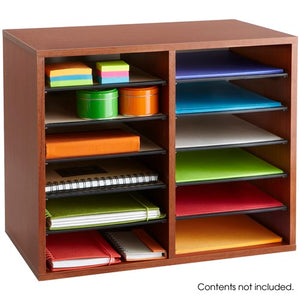 9420 - Wood Adjustable Literature Organizer - 12 Compartment by Safco