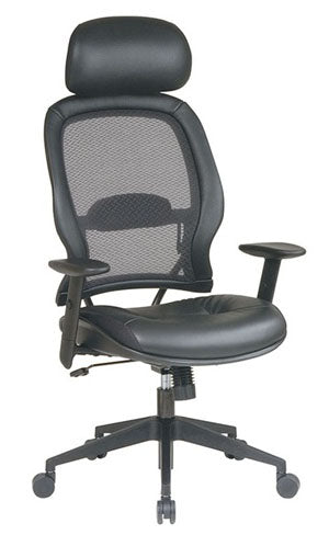 57906E Bonded Leather Air Grid Chair with Adjustable Headrest
