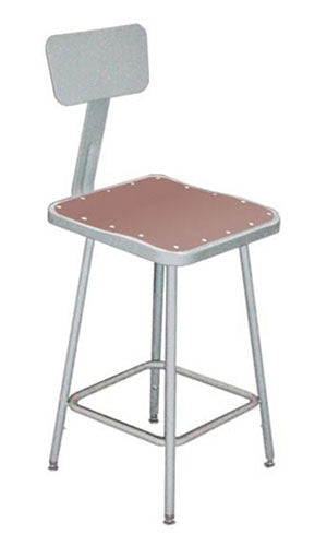 6300B  Fixed Height Industrial Square Stools W/Backrest