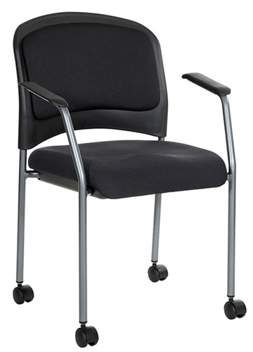 82740R Visitors Chair with Arms and Upholstered Contour Back and Casters