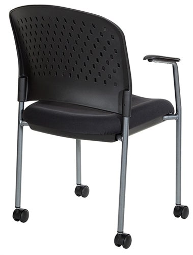 82740R Visitors Chair with Arms and Upholstered Contour Back and Casters