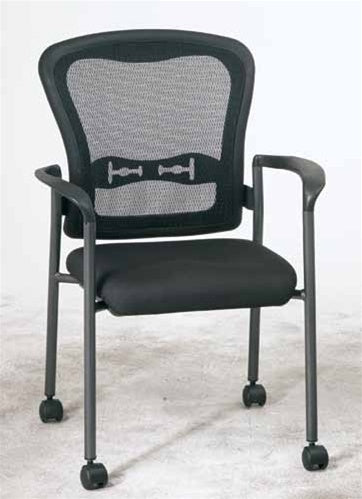 84540 Titanium Finish Visitors Chair with Arms, Casters and ProGrid Back
