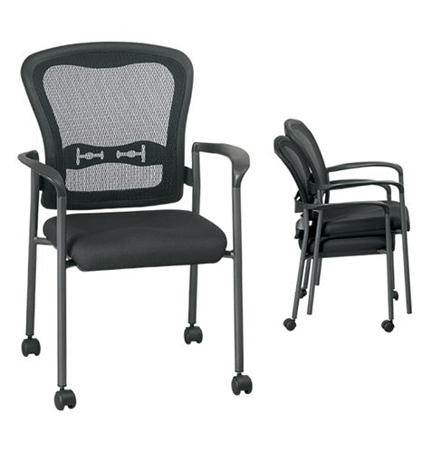 84540 Titanium Finish Visitors Chair with Arms, Casters and ProGrid Back