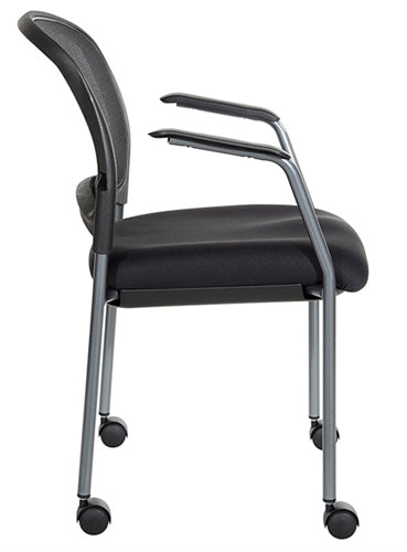 86740R  Titanium Chair w/Arms & Casters ProGrid Contour Back